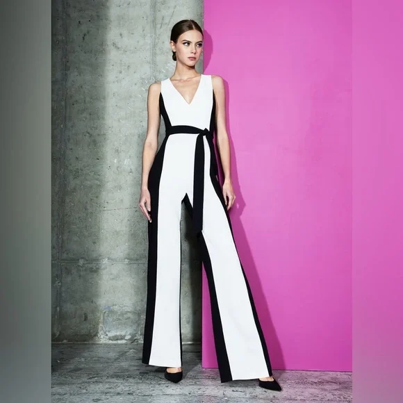 NWT Alice + Olivia Black and White Jumpsuit Size 8 MSRP $440 - Picture 6 of 7
